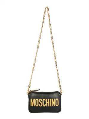 Moschino Logo Printed Chain-Link Shoulder Bag