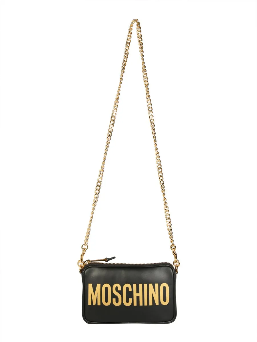 Moschino Logo Printed Chain-Link Shoulder Bag