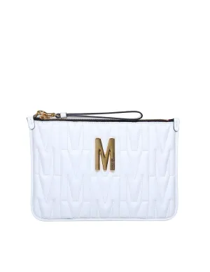 Moschino Quilted Logo Plaque Clutch Bag