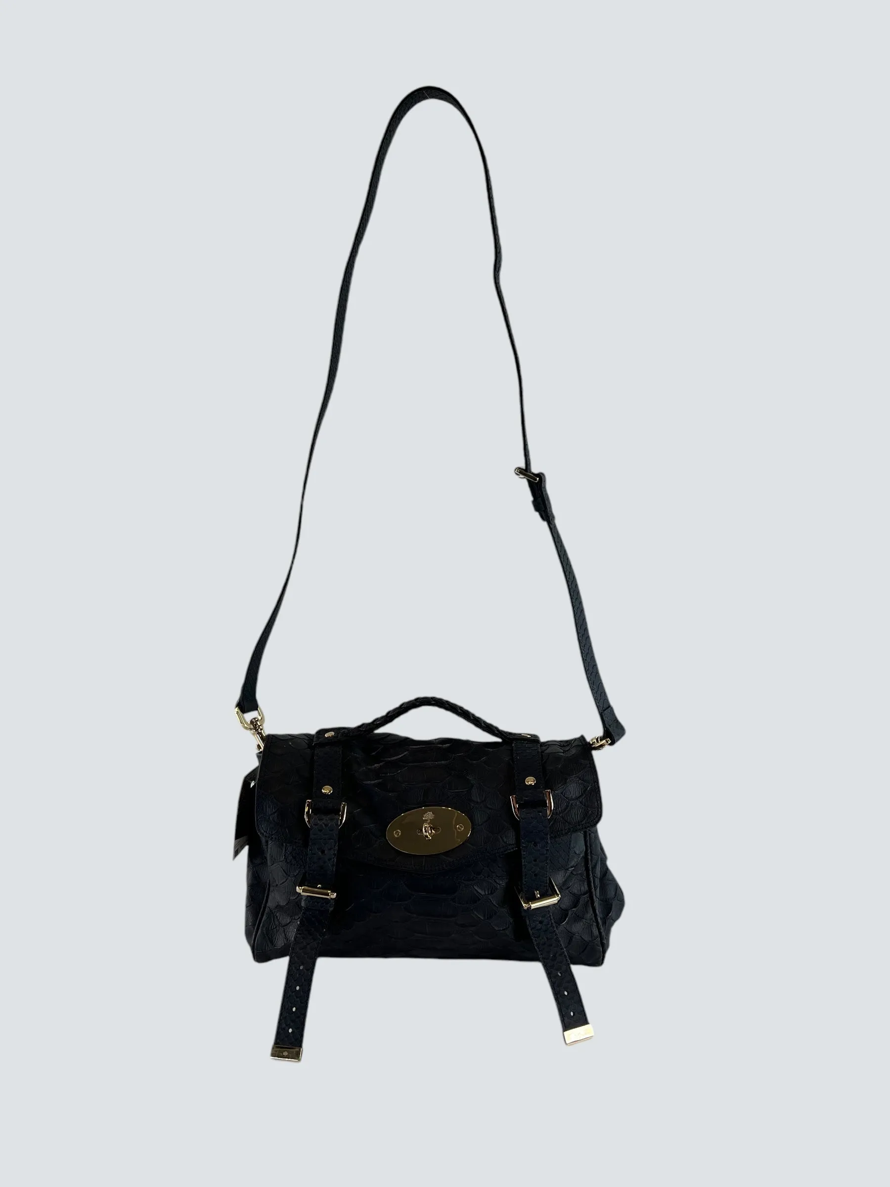 Mulberry Black Leather Alexa Satchel