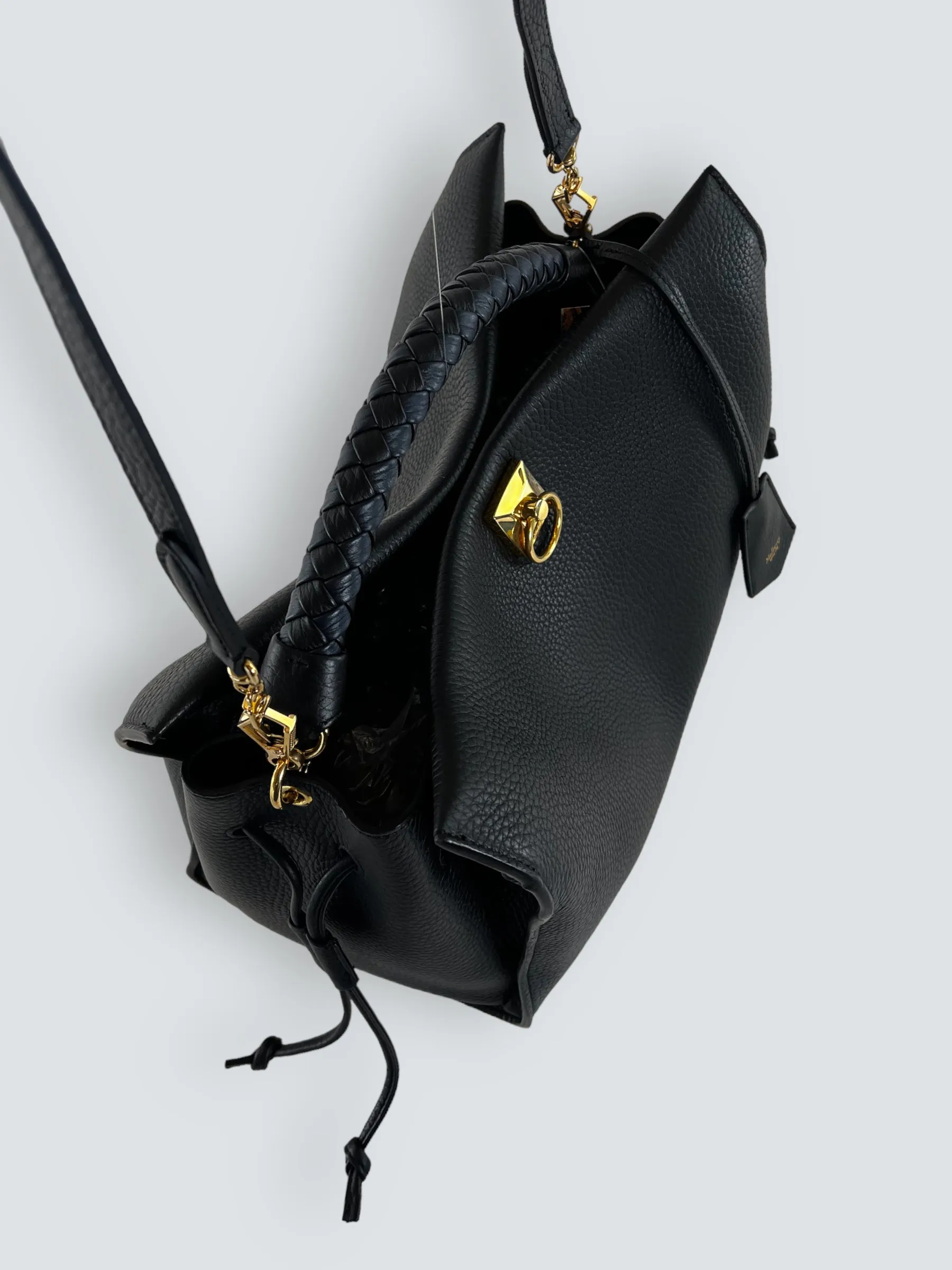 Mulberry Black Leather Large Iris Top Handle Satchel