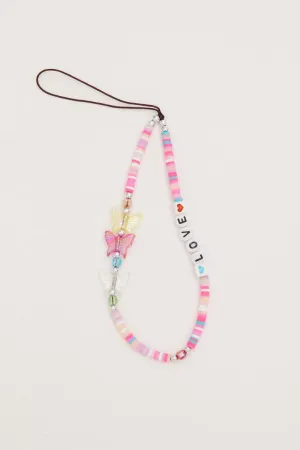 Multi Butterfly And Love Phone Chain