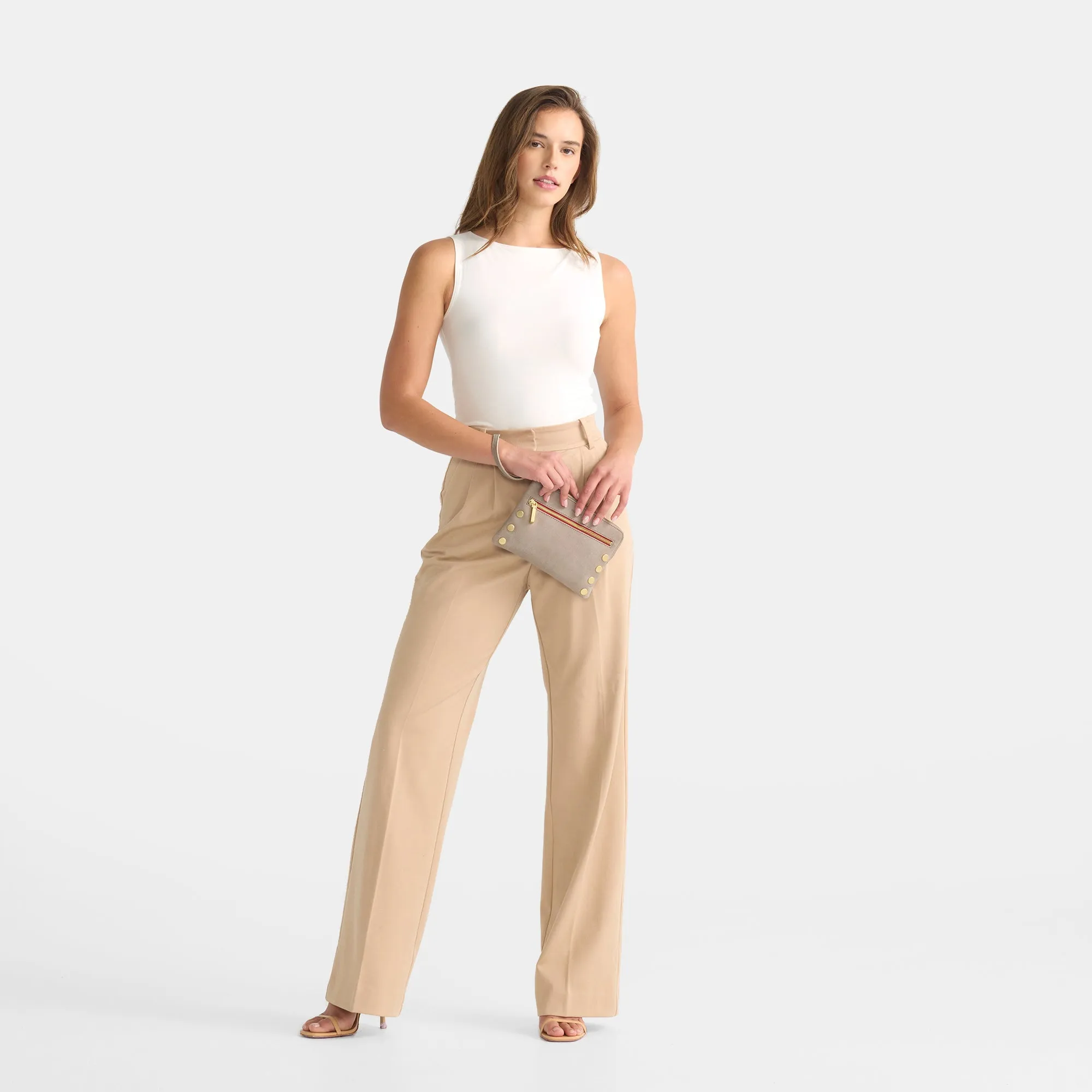 Nash Small | Pewter/Brushed Gold Red Zip
