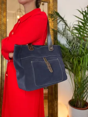 Navy Suede Tote