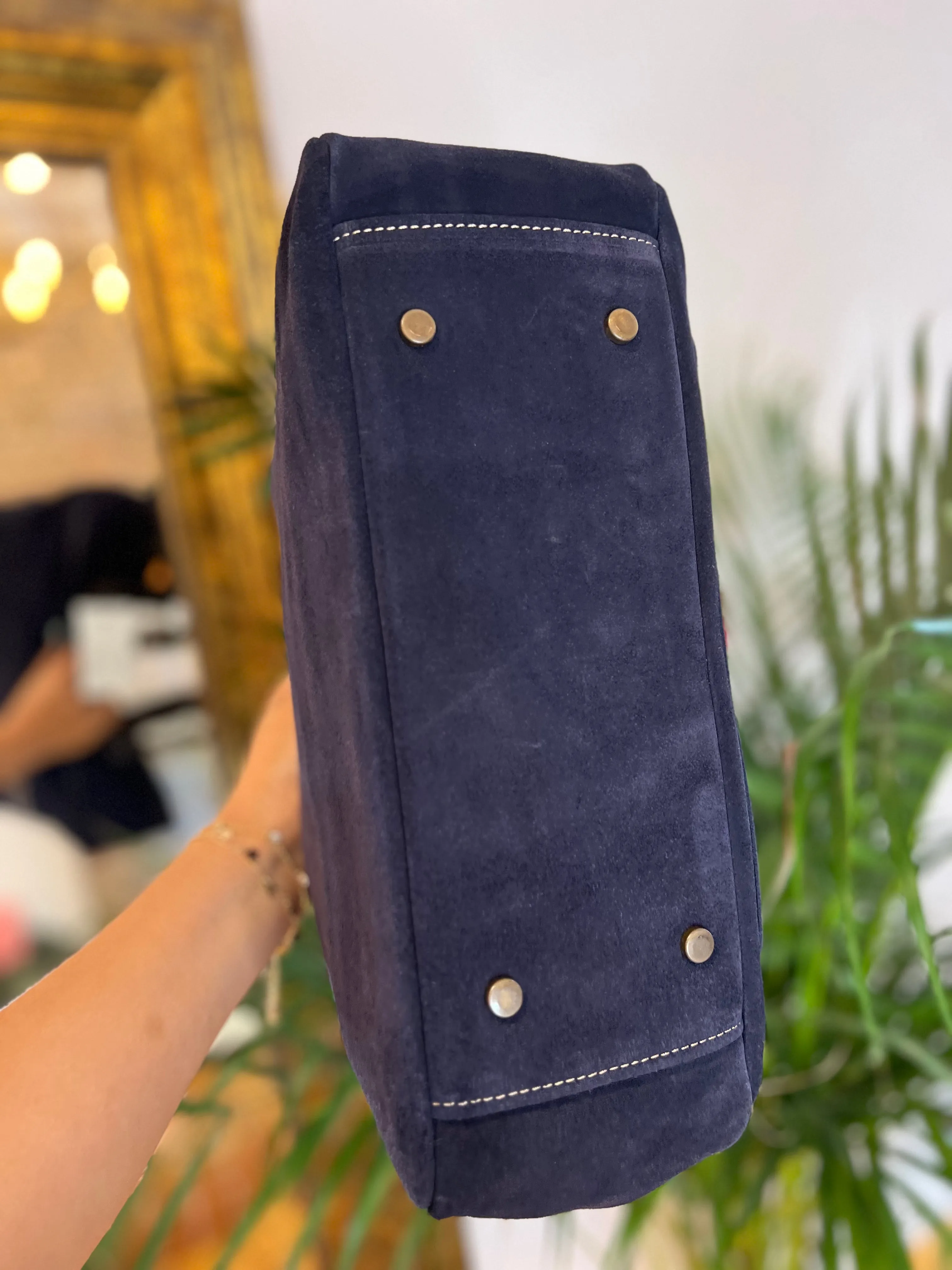 Navy Suede Tote
