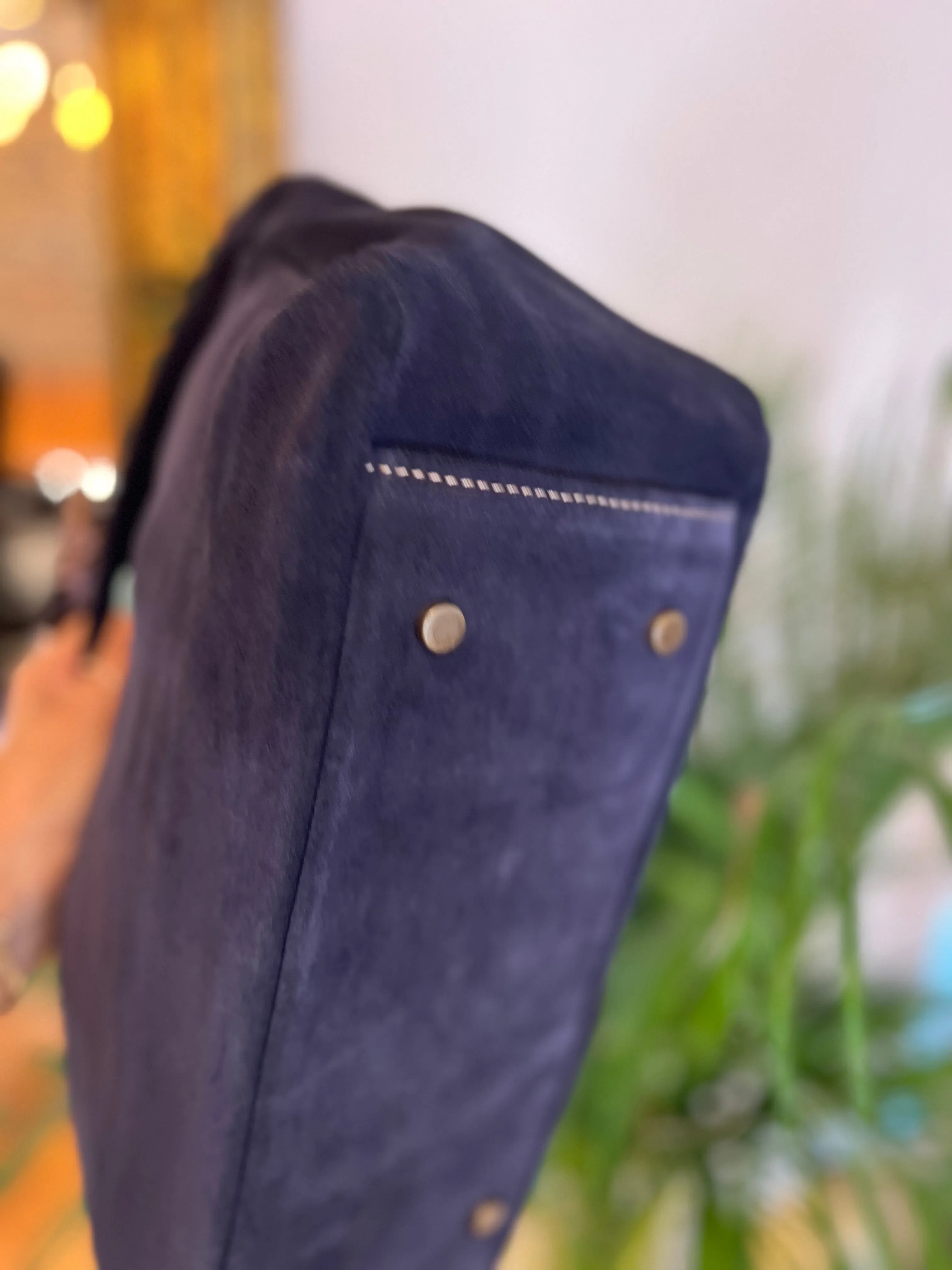 Navy Suede Tote