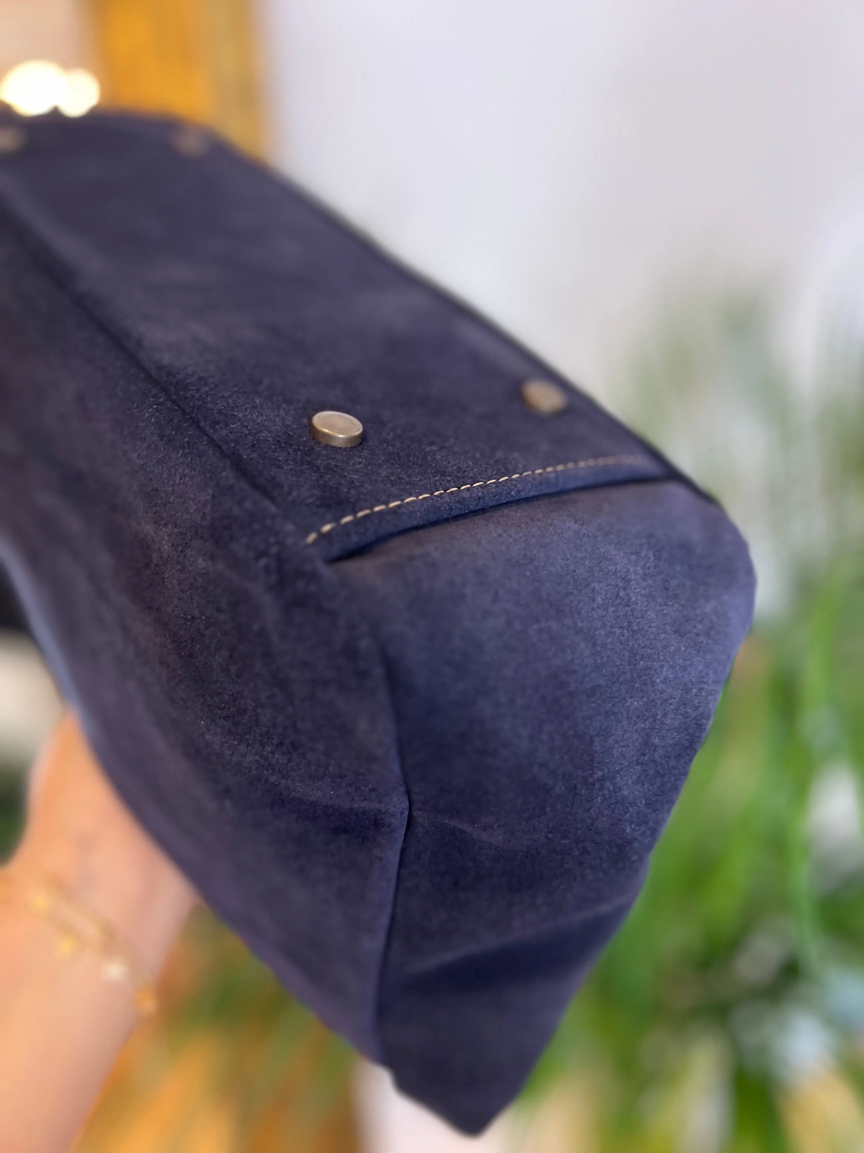 Navy Suede Tote