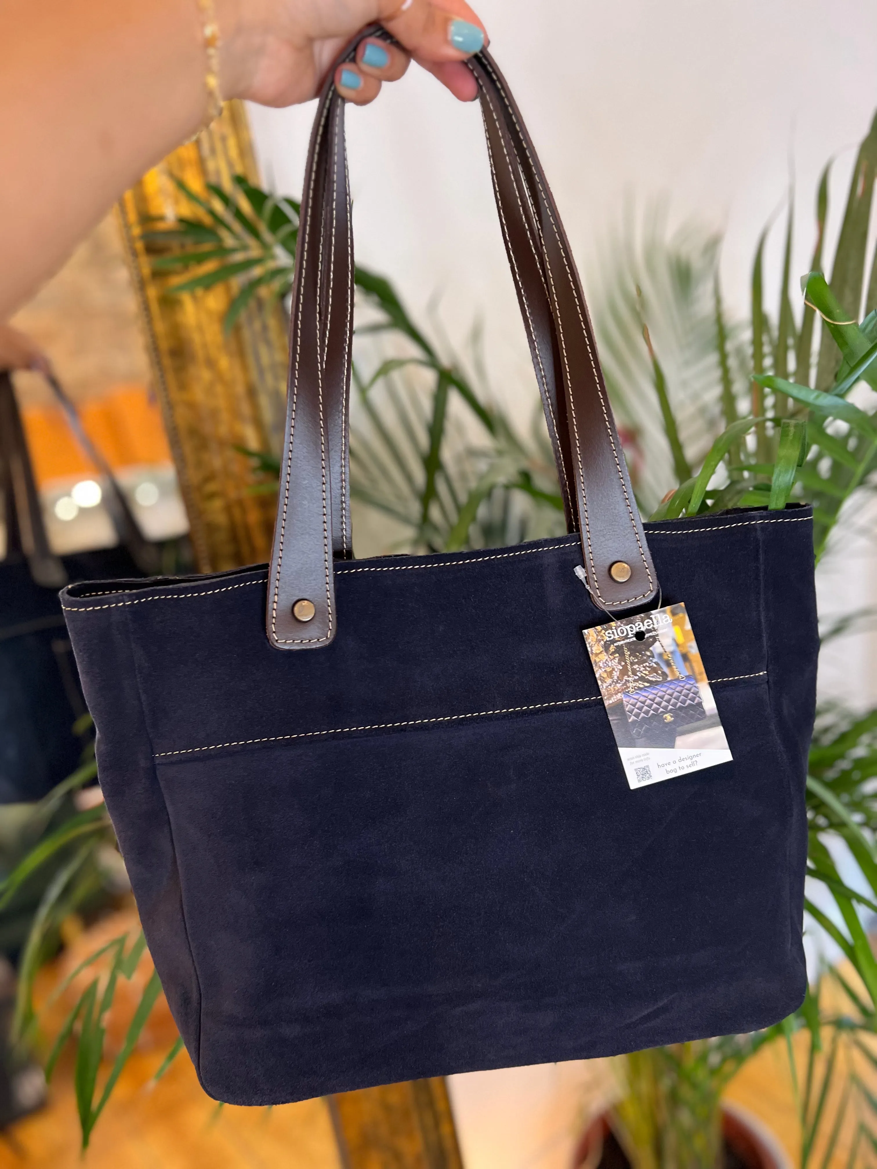 Navy Suede Tote