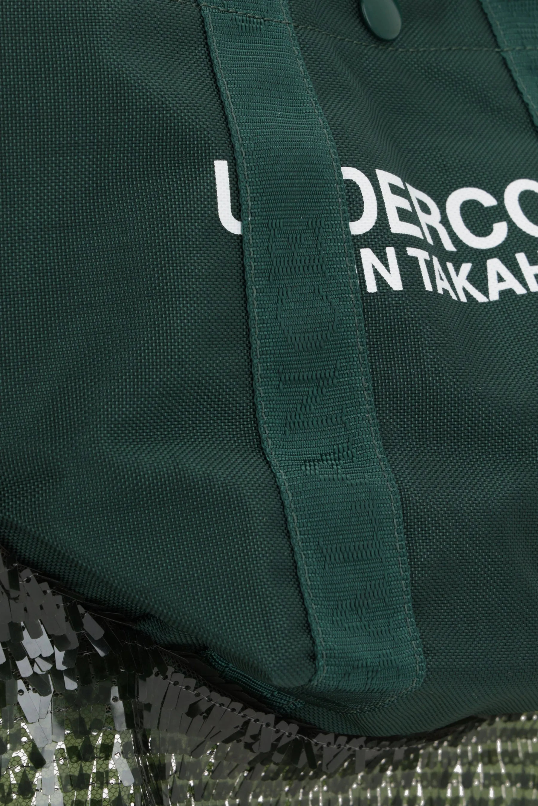 nylon tote bag with sequin section
