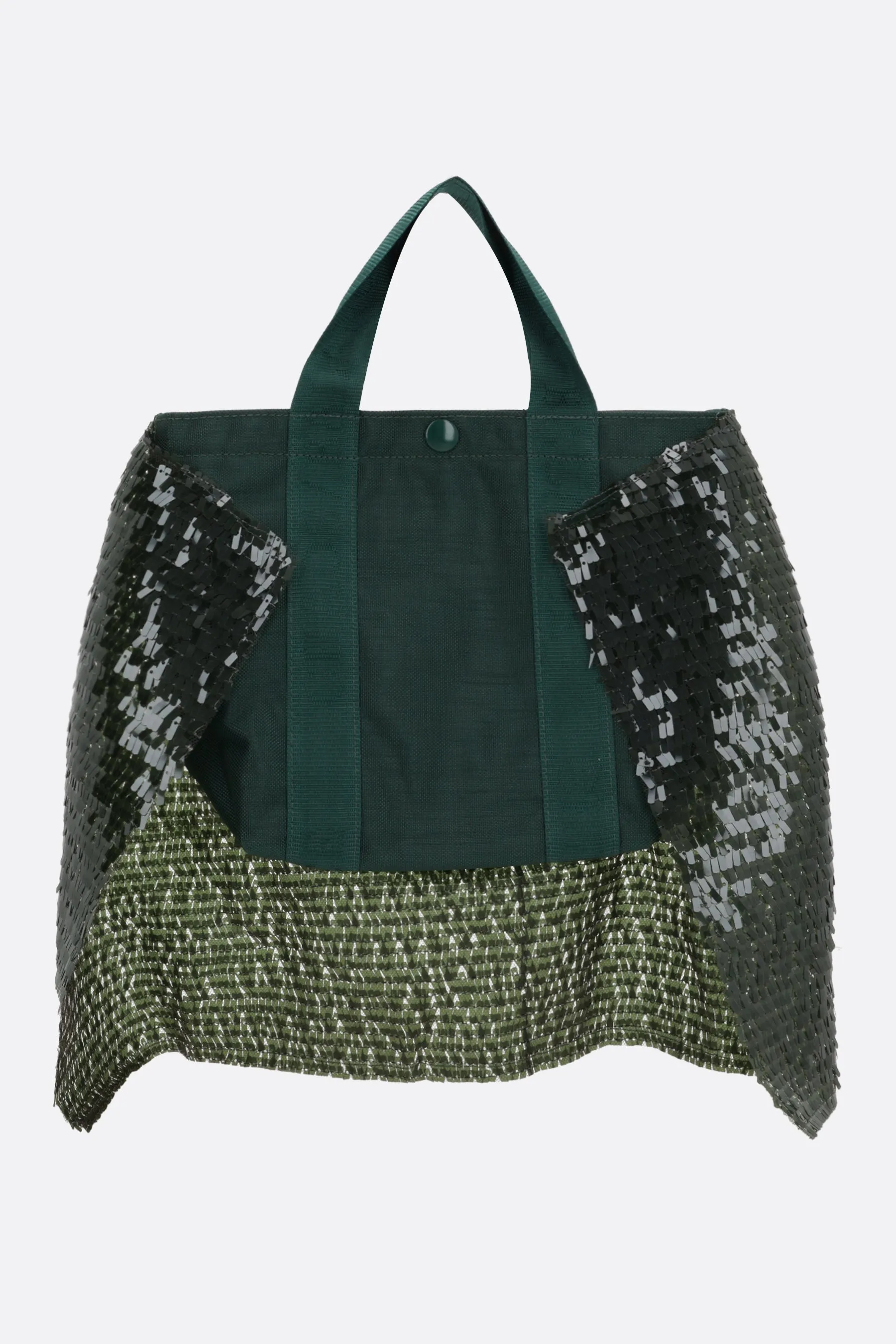 nylon tote bag with sequin section