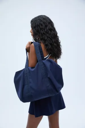Nylon Zip Tote Bag - Navy Blue