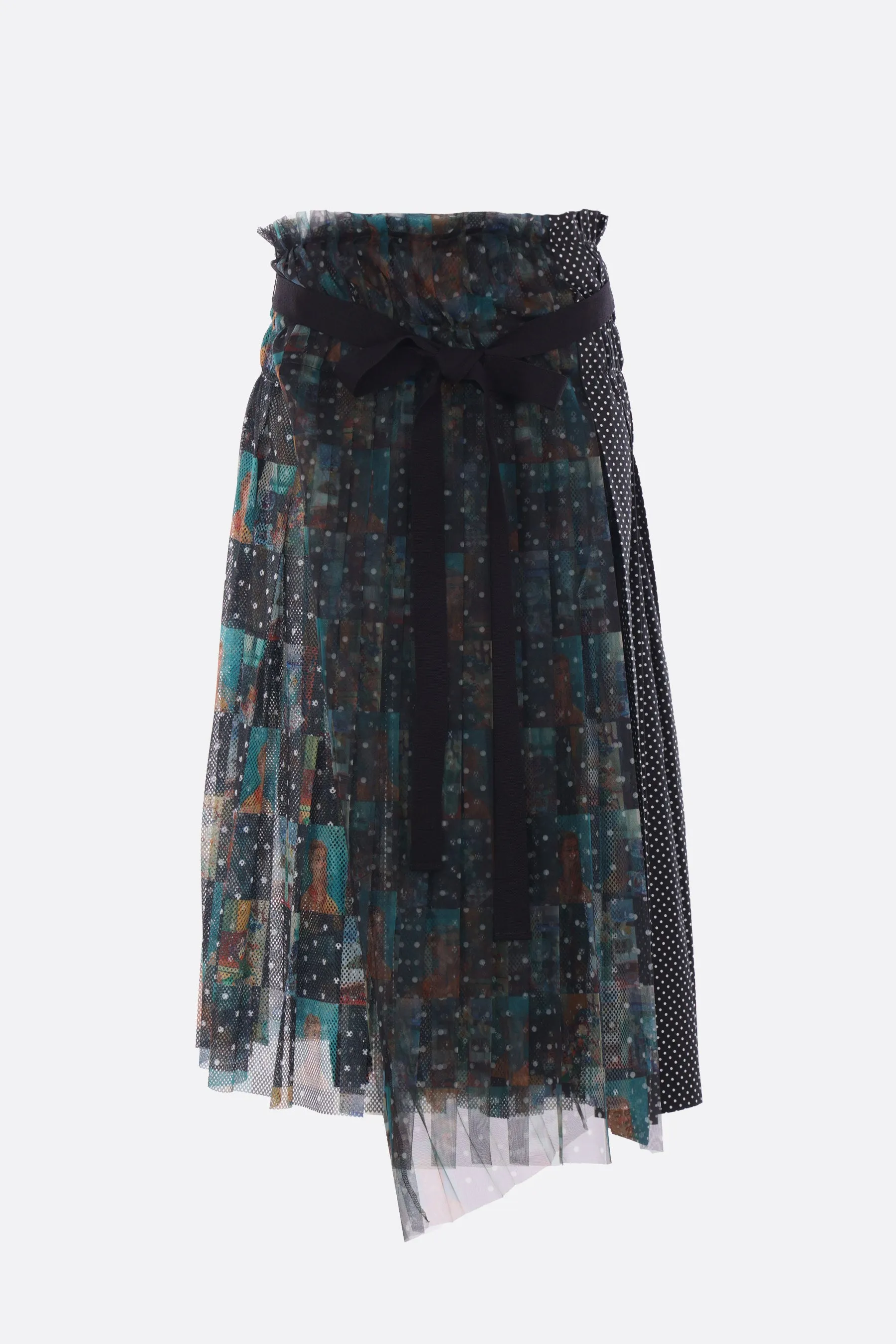 poplin and mesh wrap skirt