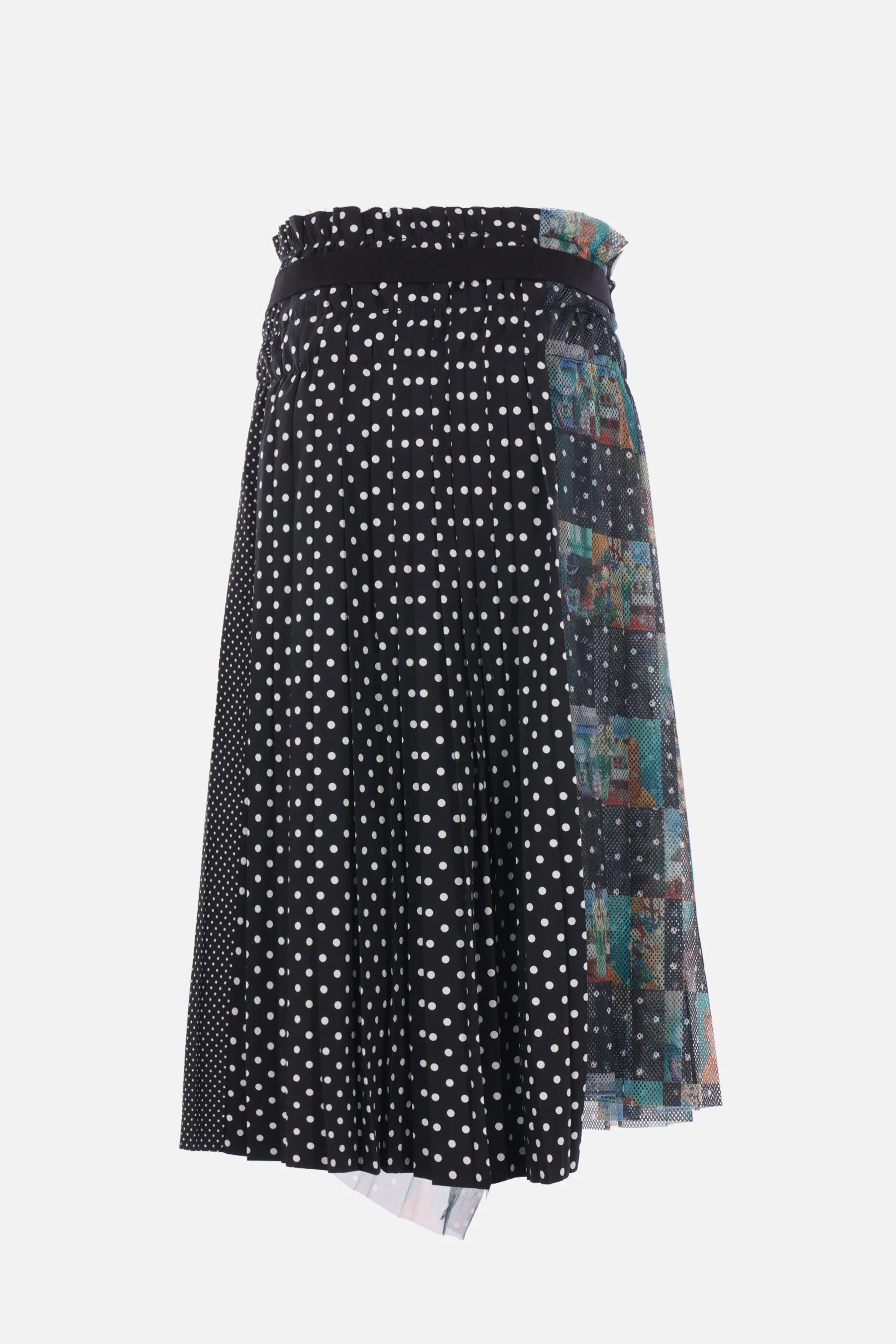 poplin and mesh wrap skirt
