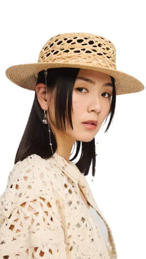 Raffia Straw Hat With Hat Chain