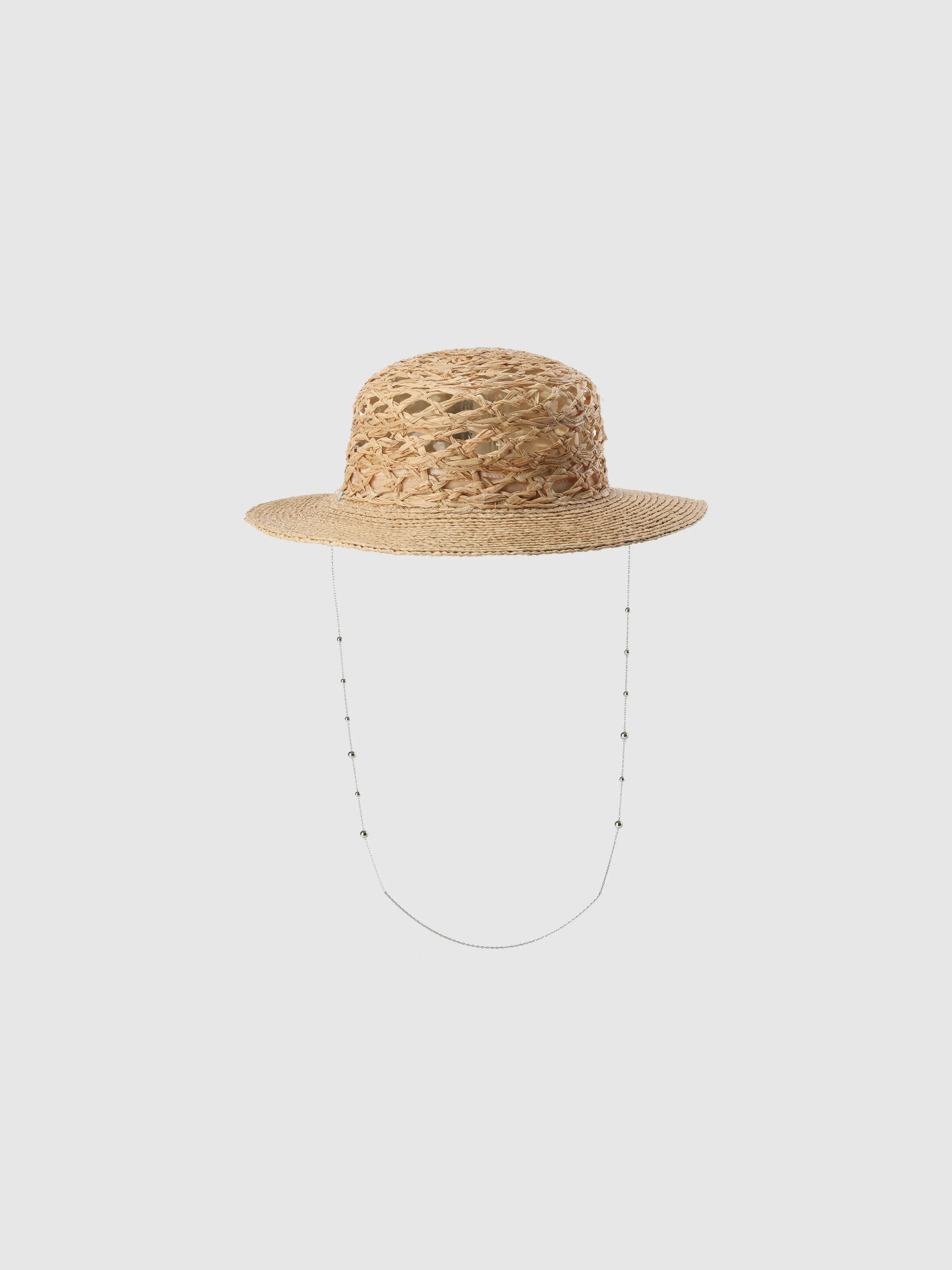 Raffia Straw Hat With Hat Chain