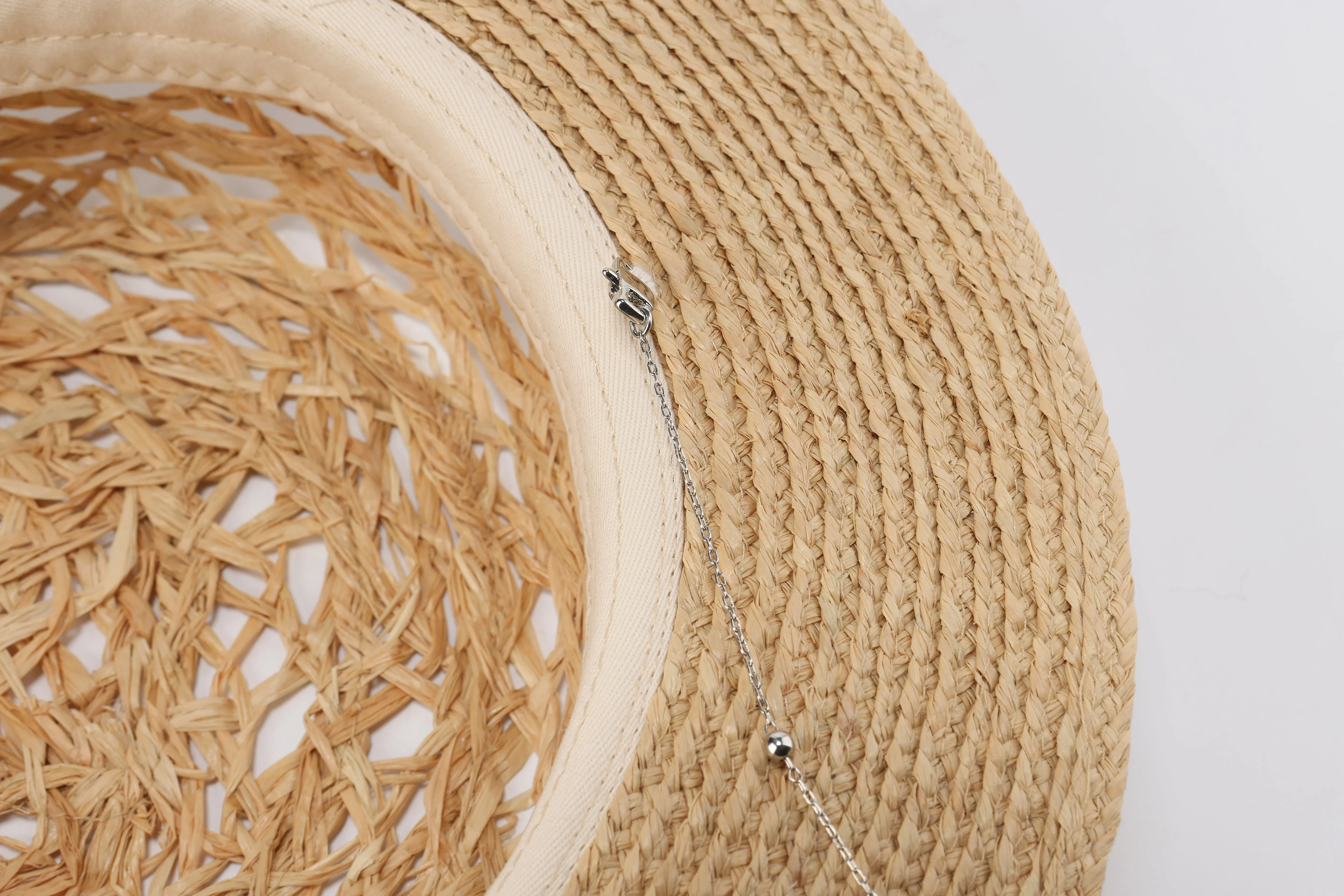 Raffia Straw Hat With Hat Chain