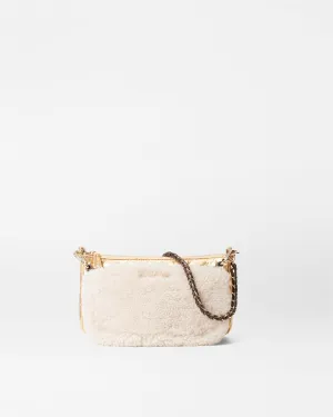 Shearling and Gold Metallic Leather Crosby Convertible Crossbody