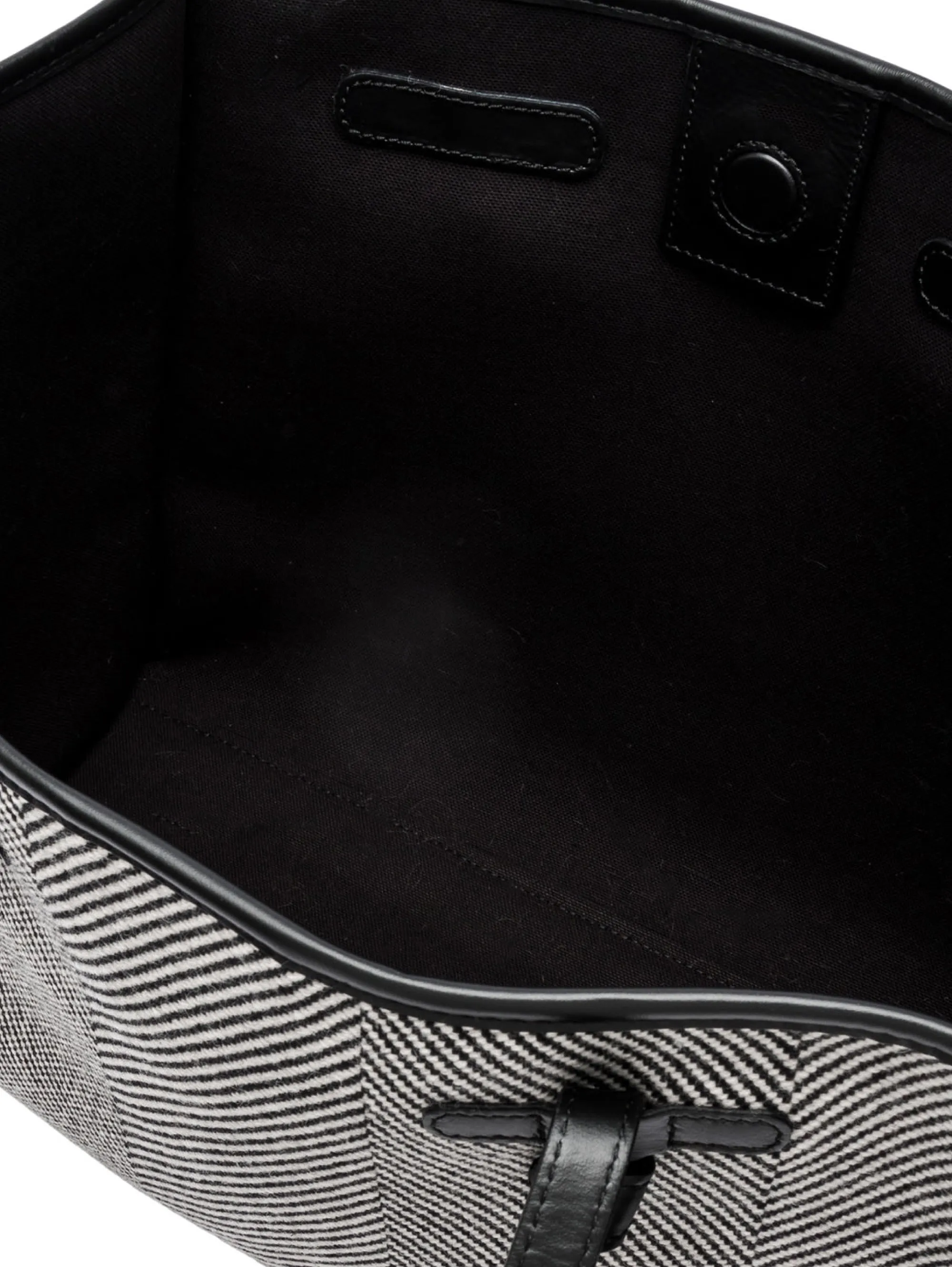 Shoulder Bag in White/Black Herringbone Fabric