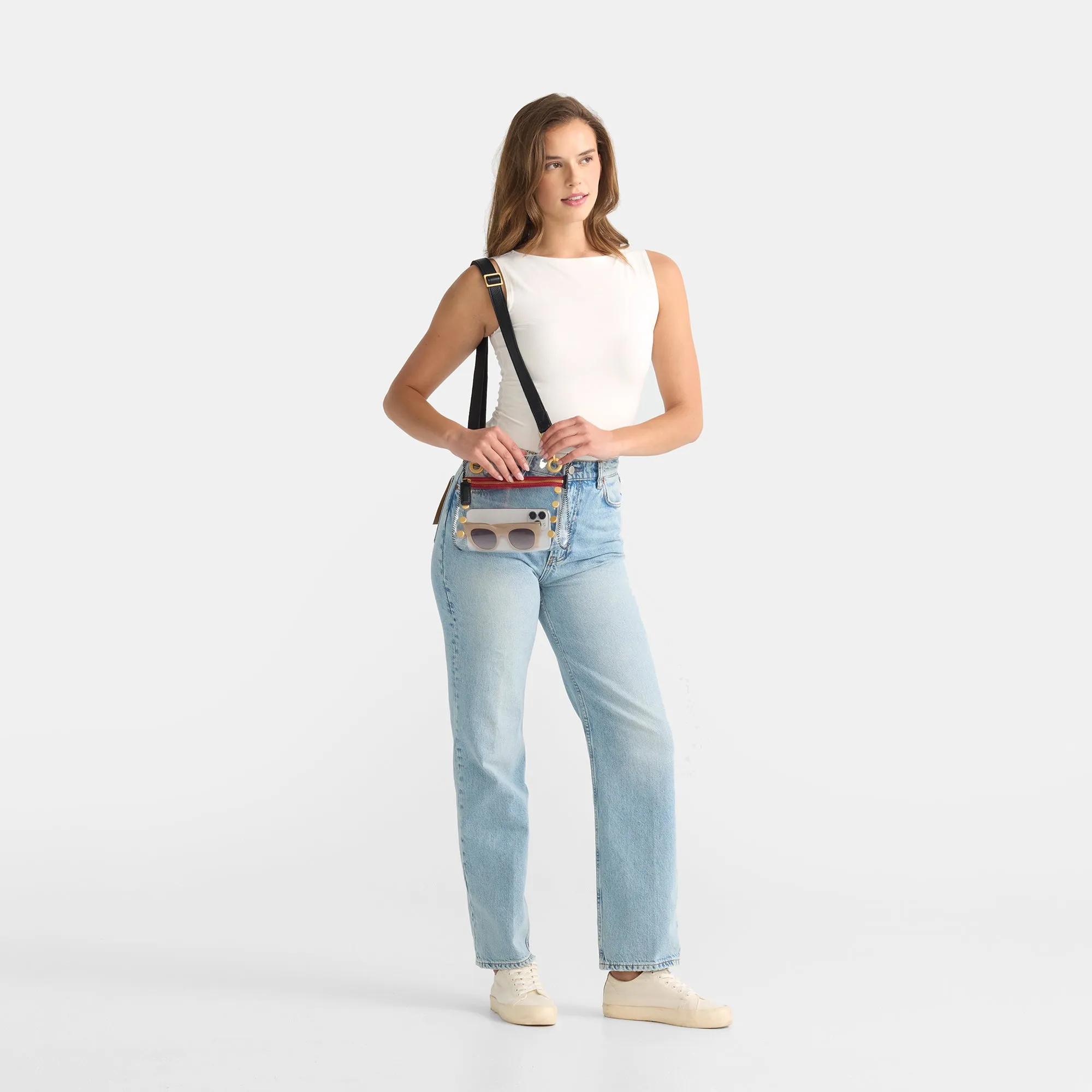 Tony | Clear Black/Brushed Gold Red Zip | Sml