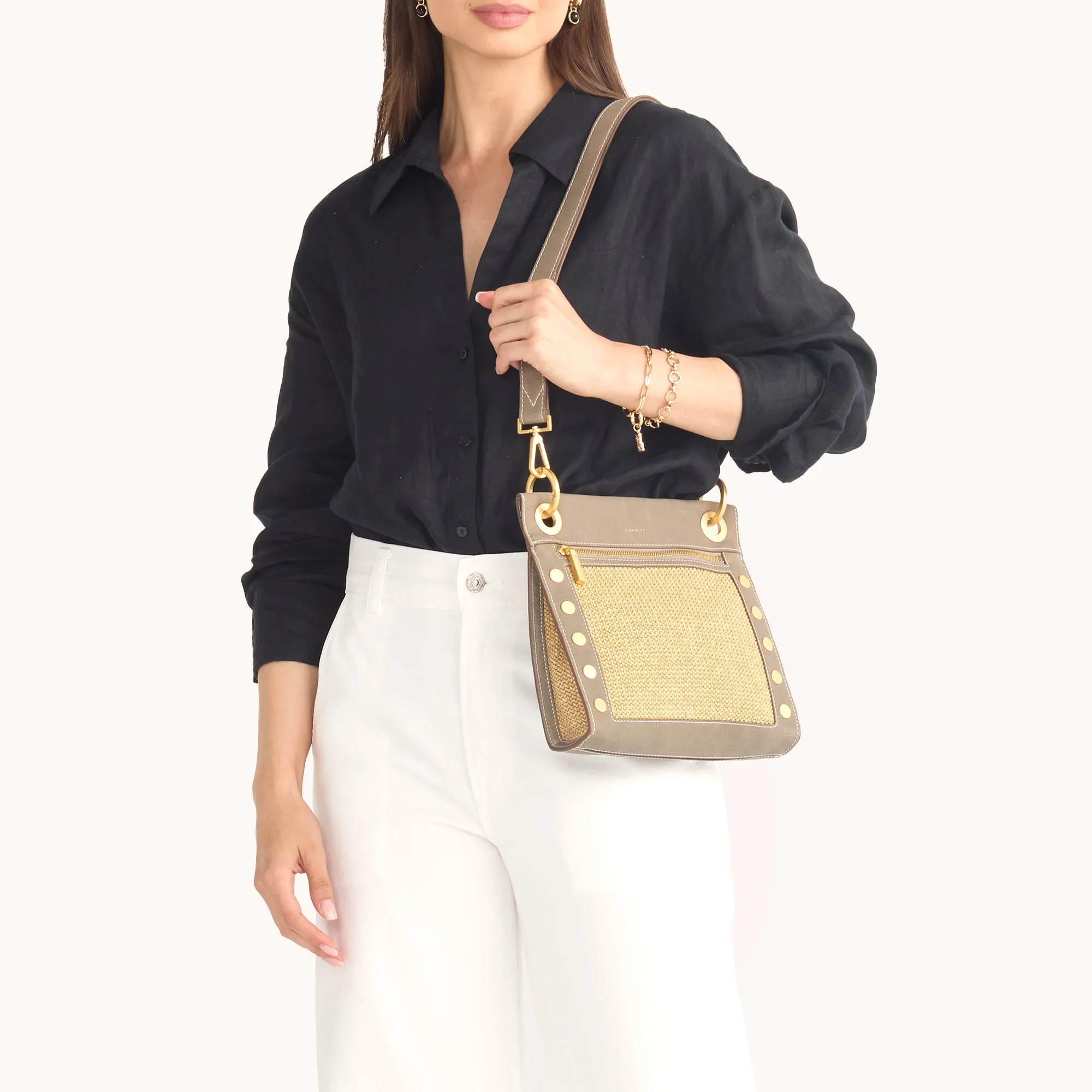 Tony | Pewter Raffia/Brushed Gold | Med