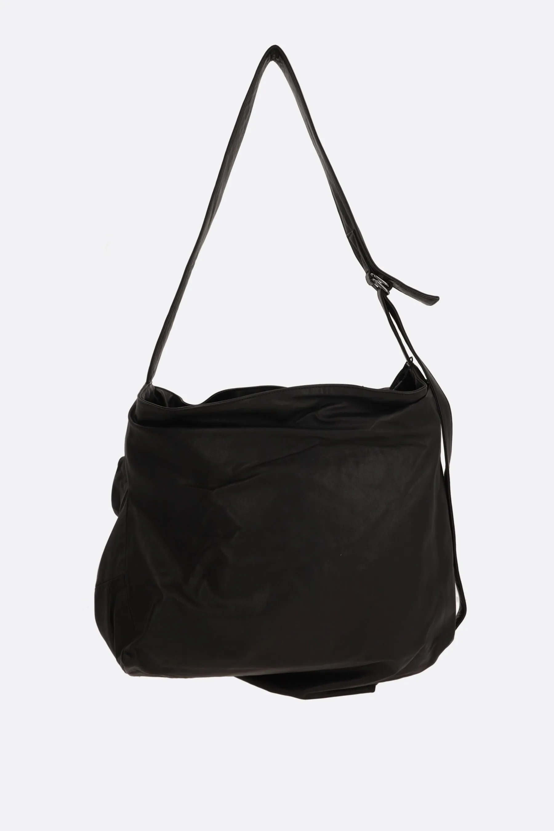 Unevenness shoulder bag in smooth leather