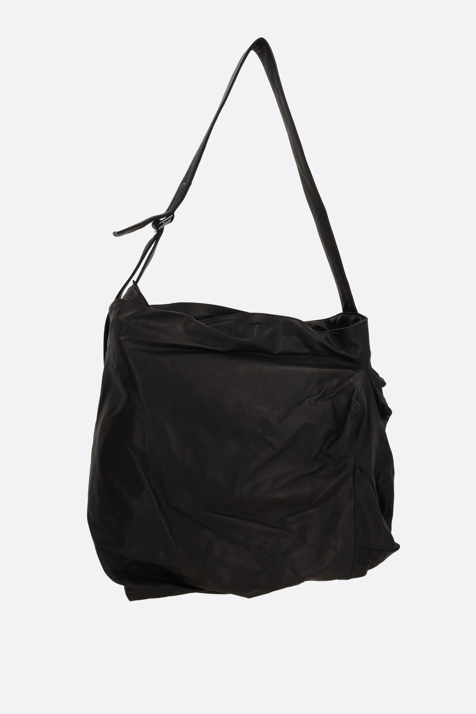 Unevenness shoulder bag in smooth leather