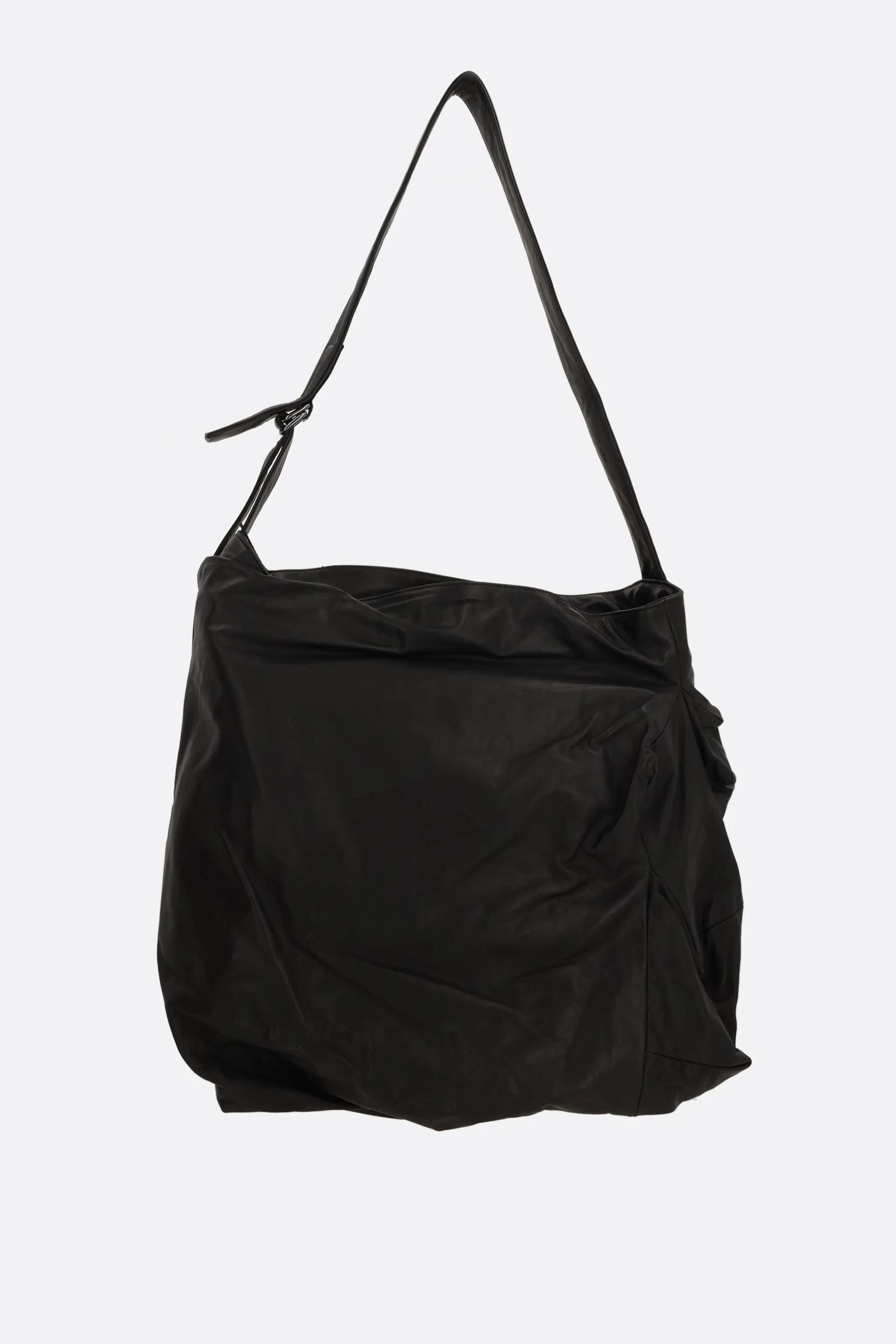 Unevenness shoulder bag in smooth leather