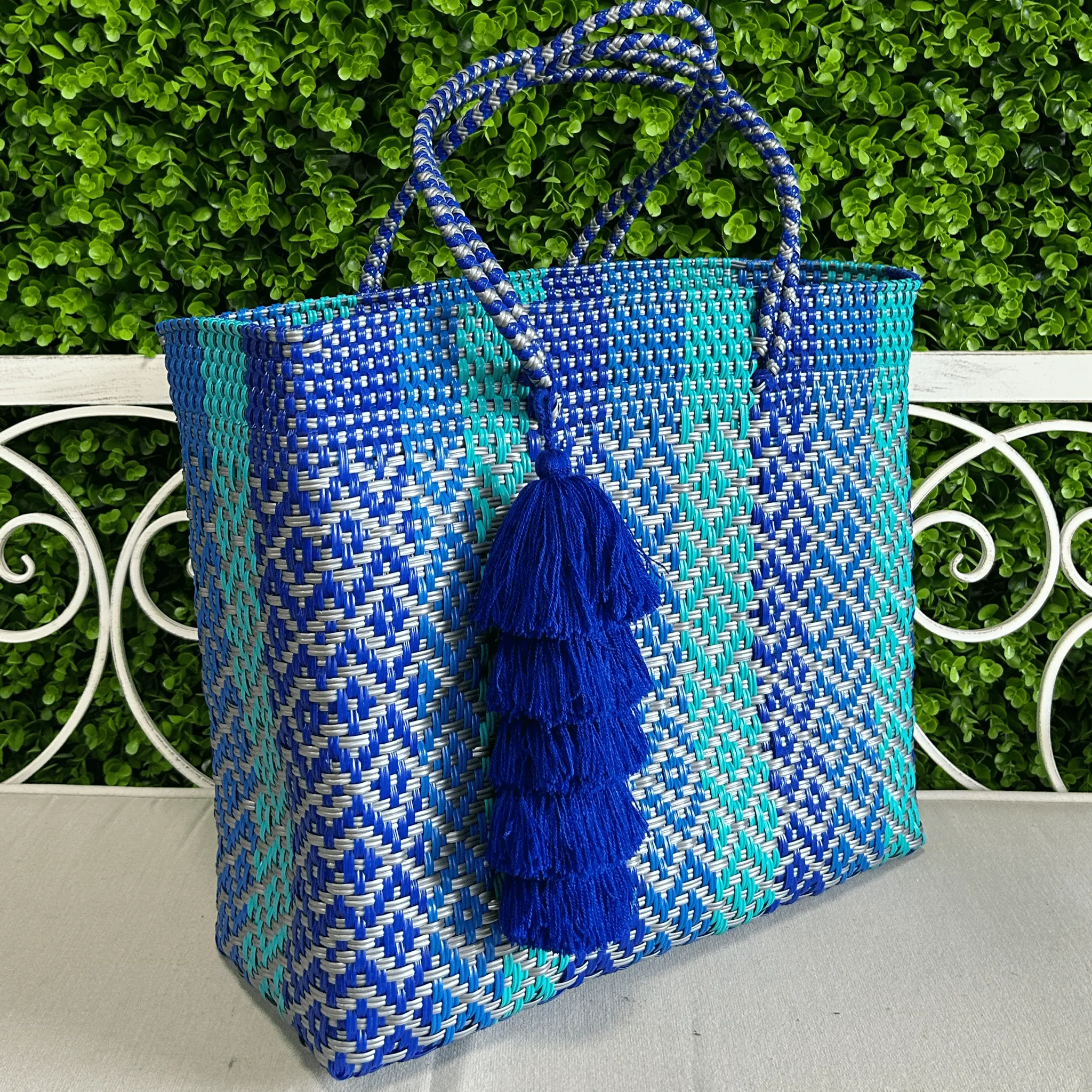 Upcycled Handwoven Handbags - Blue Jay BUNDLE