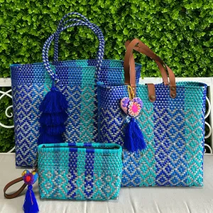 Upcycled Handwoven Handbags - Blue Jay BUNDLE