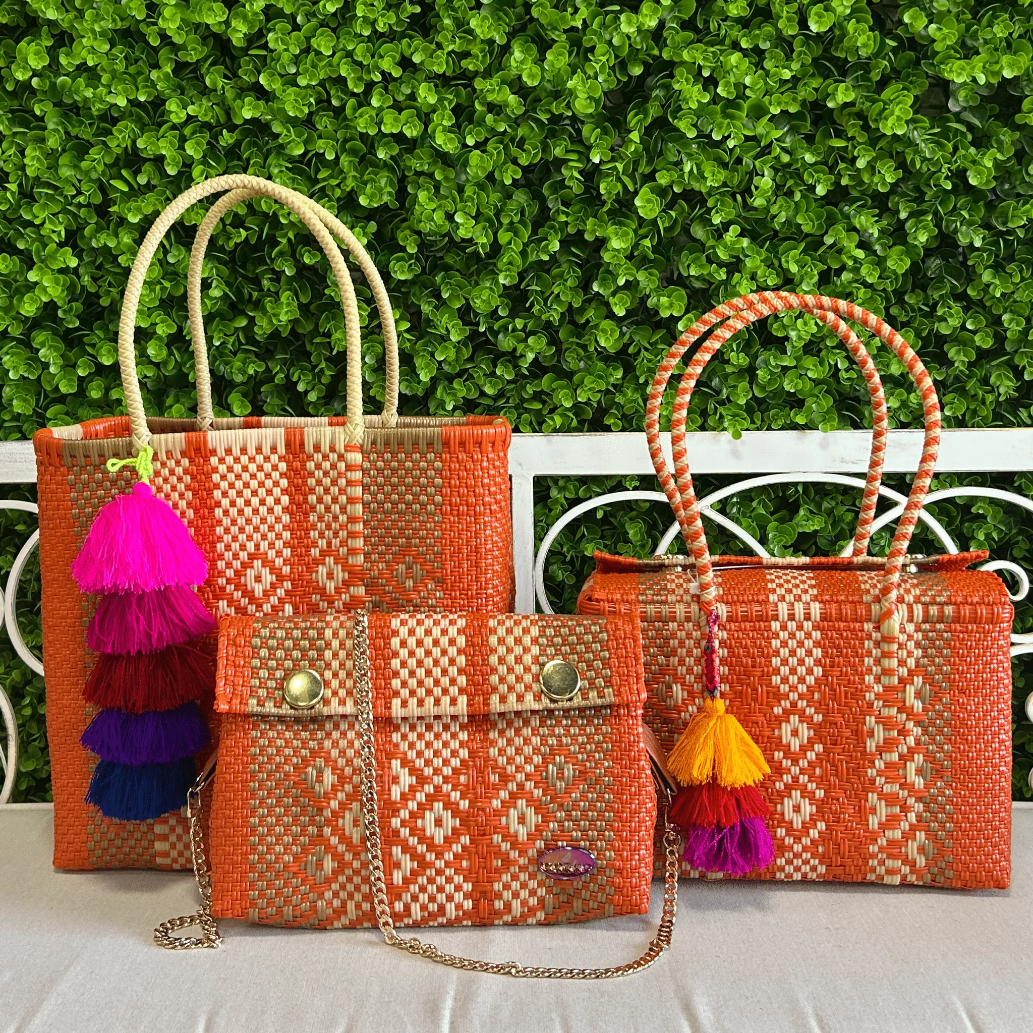 Upcycled Handwoven Handbags - Orange Crush BUNDLE