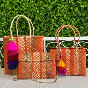 Upcycled Handwoven Handbags - Orange Crush BUNDLE