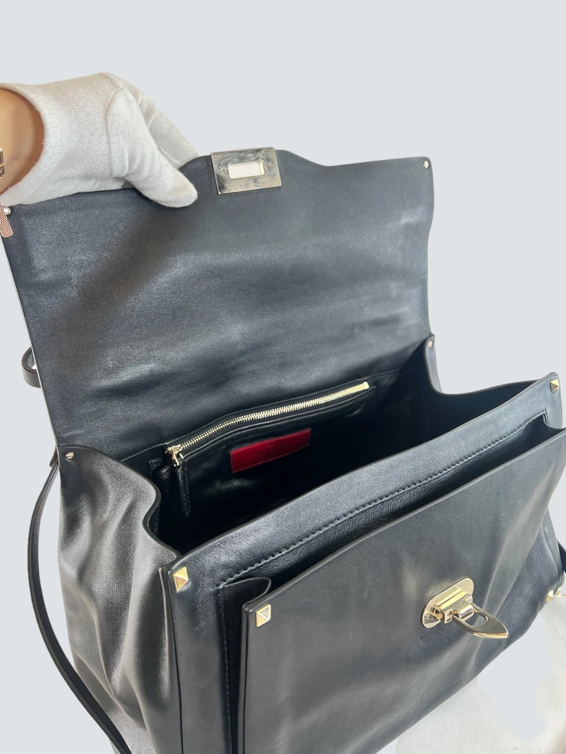 Valentino Black Leather Satchel