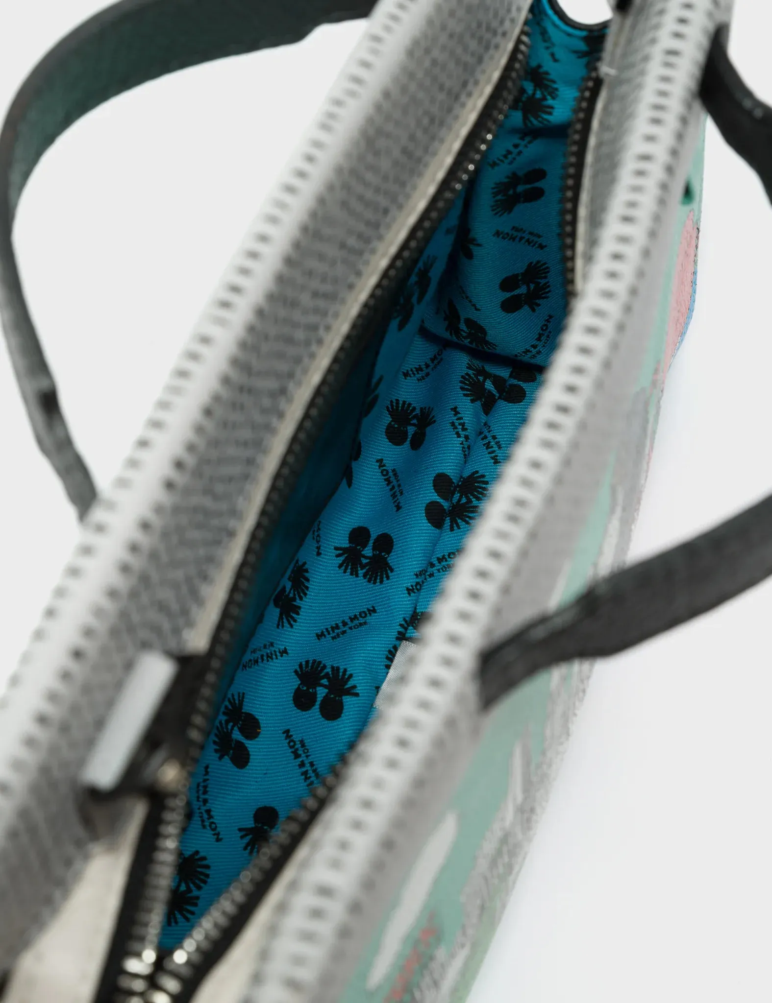 Vali Small Crossbody Oceanic Green and Black Leather Bag - Hairy Harold Print