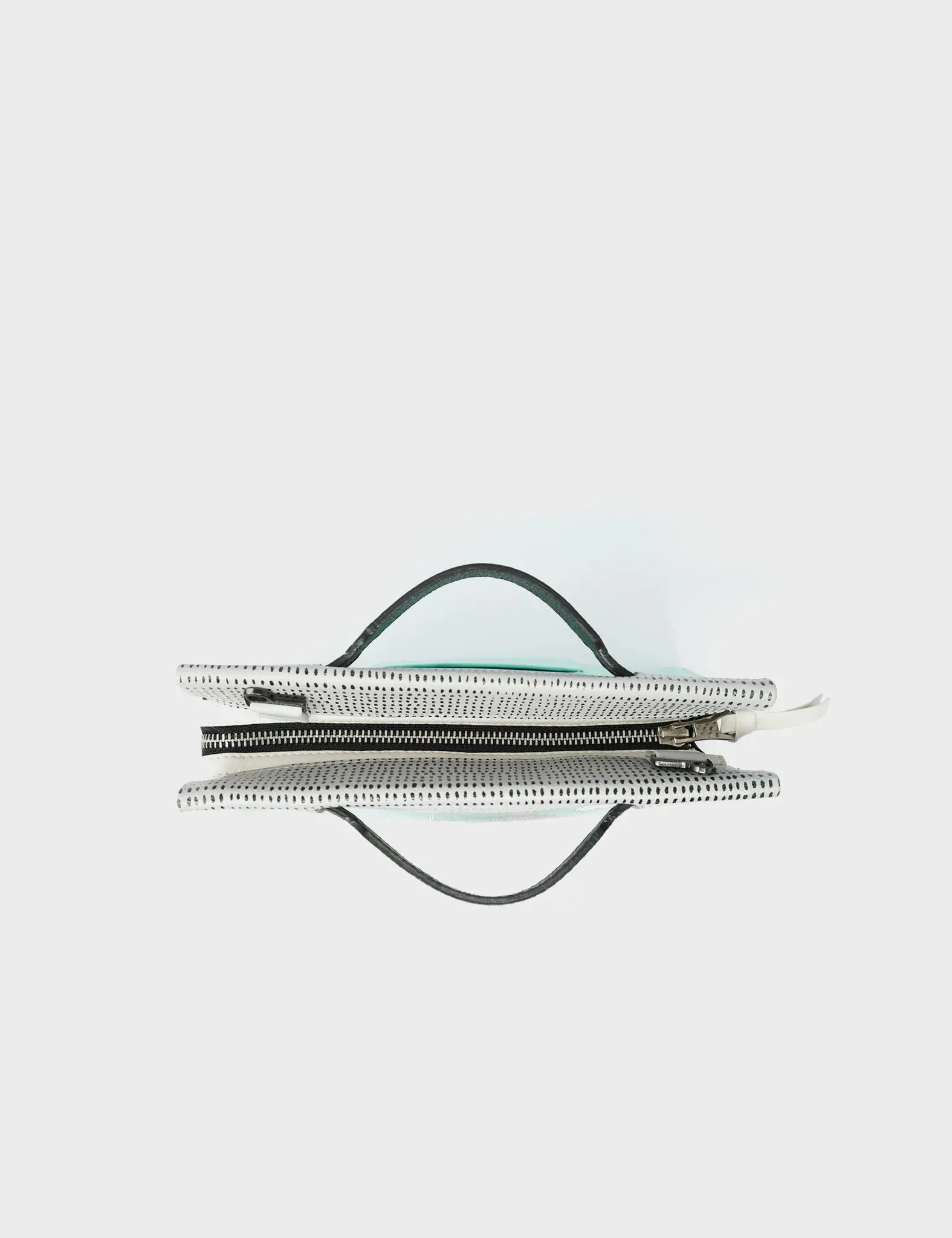 Vali Small Crossbody Oceanic Green and Black Leather Bag - Hairy Harold Print