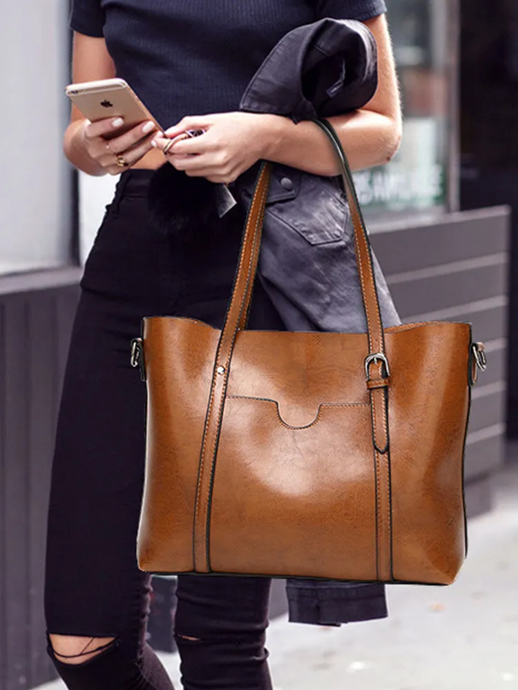 Vintage PU Leather Handbags Shoulder Satchel Bags with Purse Organizer
