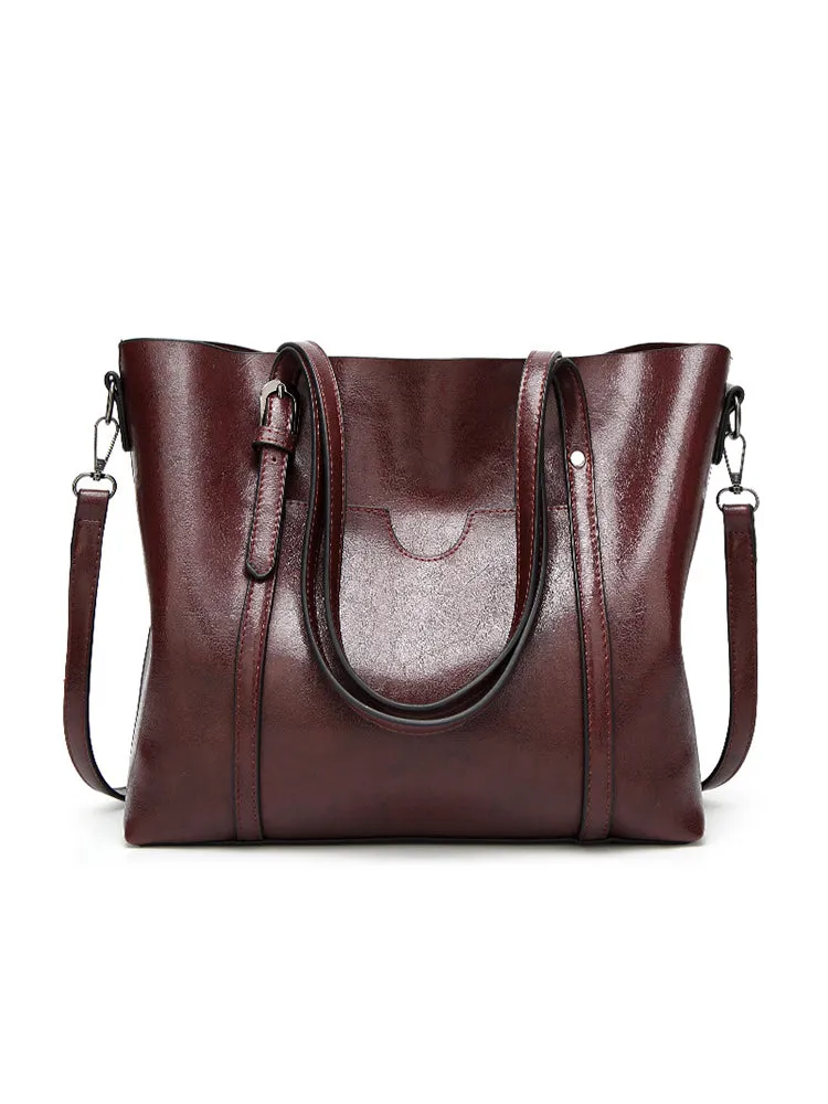 Vintage PU Leather Handbags Shoulder Satchel Bags with Purse Organizer