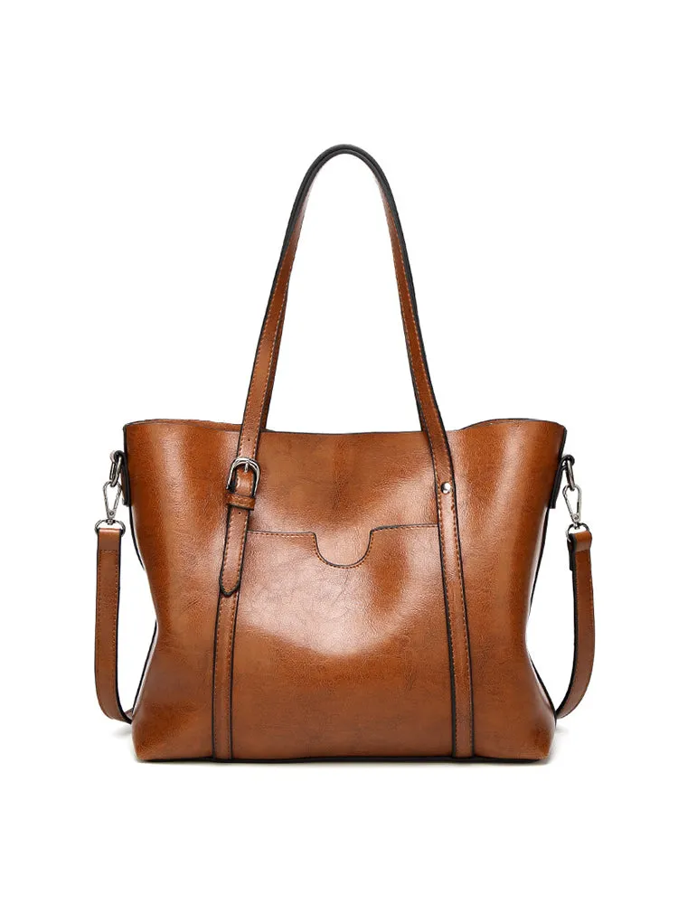 Vintage PU Leather Handbags Shoulder Satchel Bags with Purse Organizer