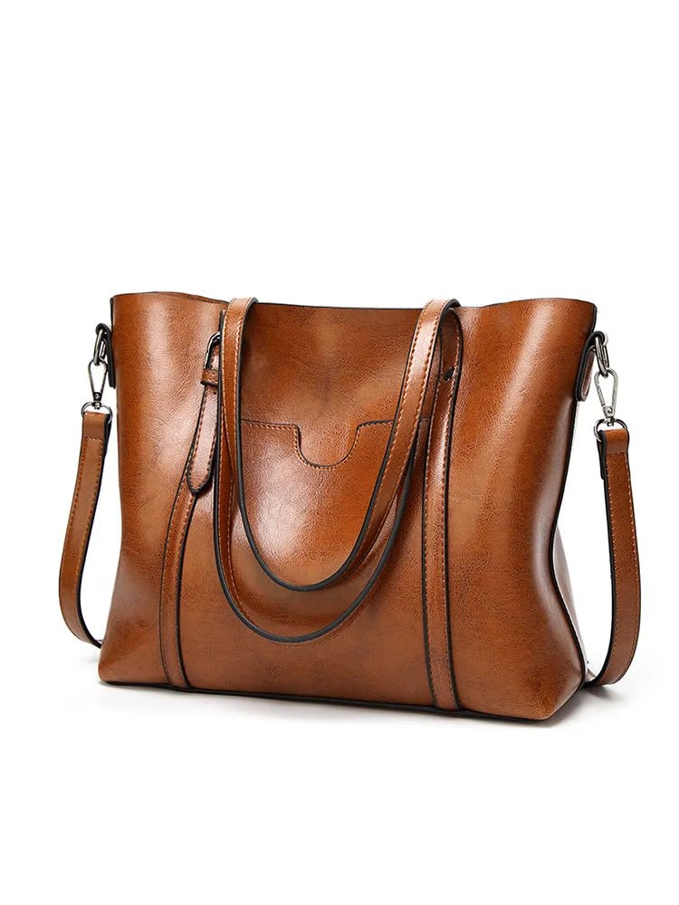Vintage PU Leather Handbags Shoulder Satchel Bags with Purse Organizer