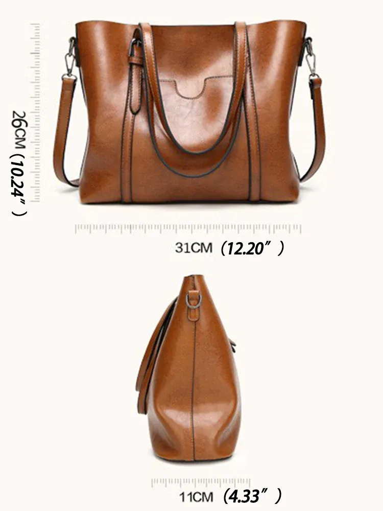 Vintage PU Leather Handbags Shoulder Satchel Bags with Purse Organizer