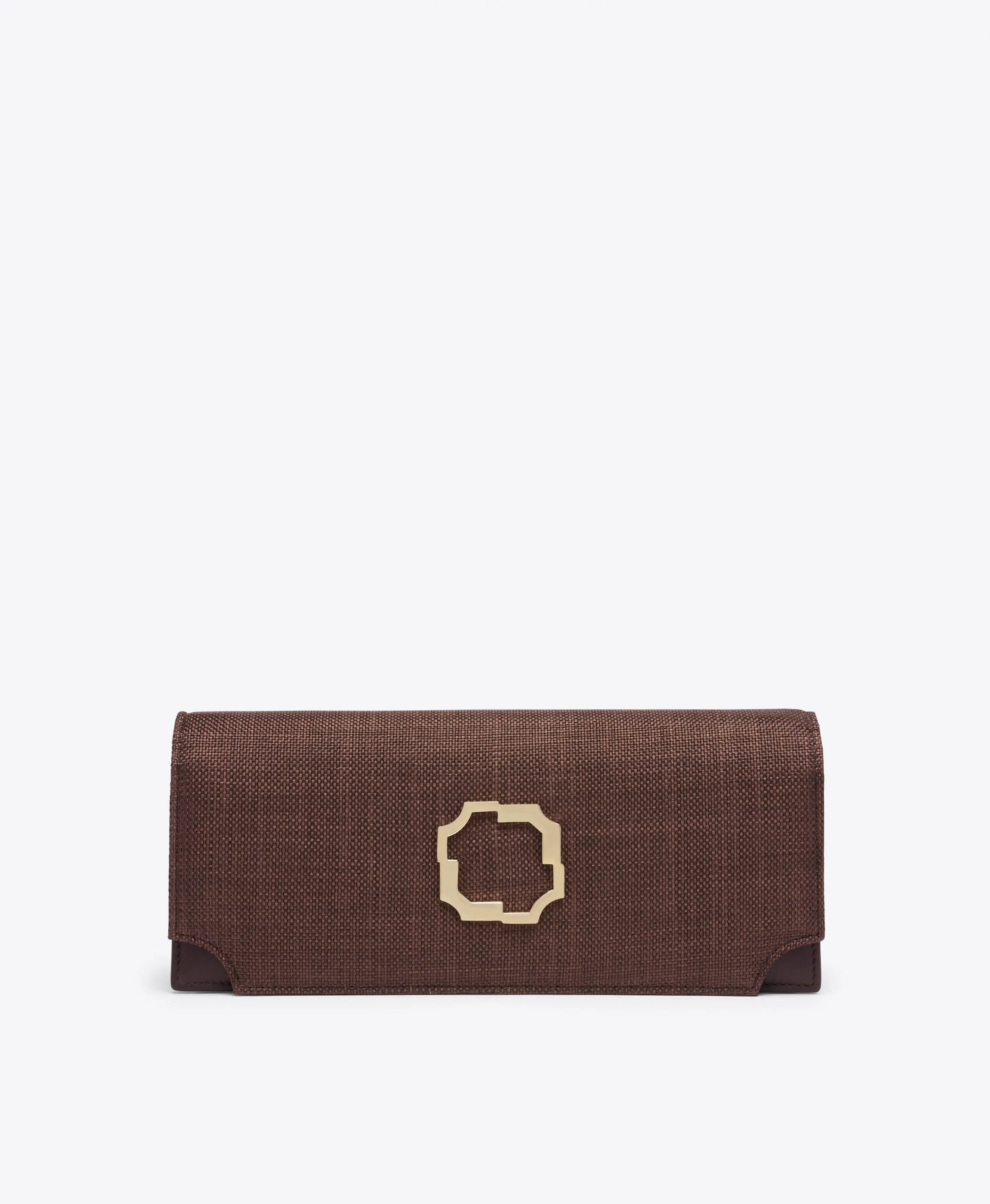 Vivien Dark Brown Raffia Clutch Bag
