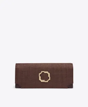 Vivien Dark Brown Raffia Clutch Bag
