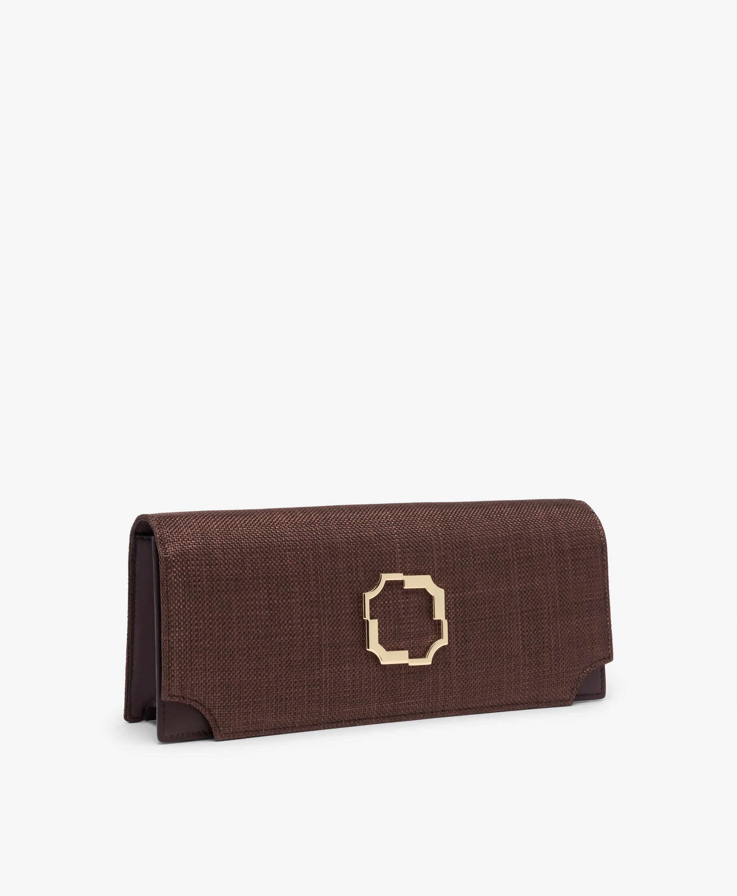 Vivien Dark Brown Raffia Clutch Bag