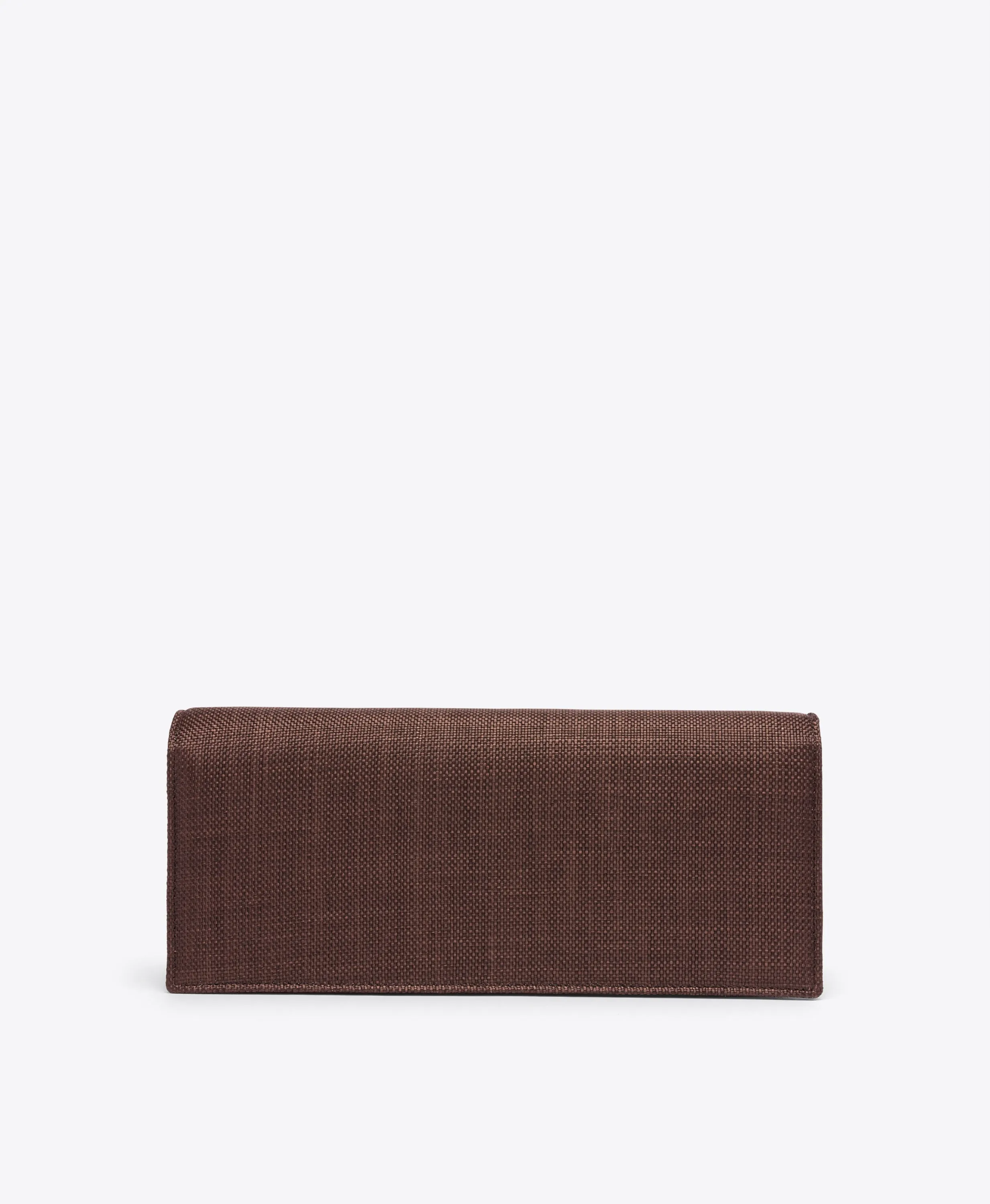 Vivien Dark Brown Raffia Clutch Bag
