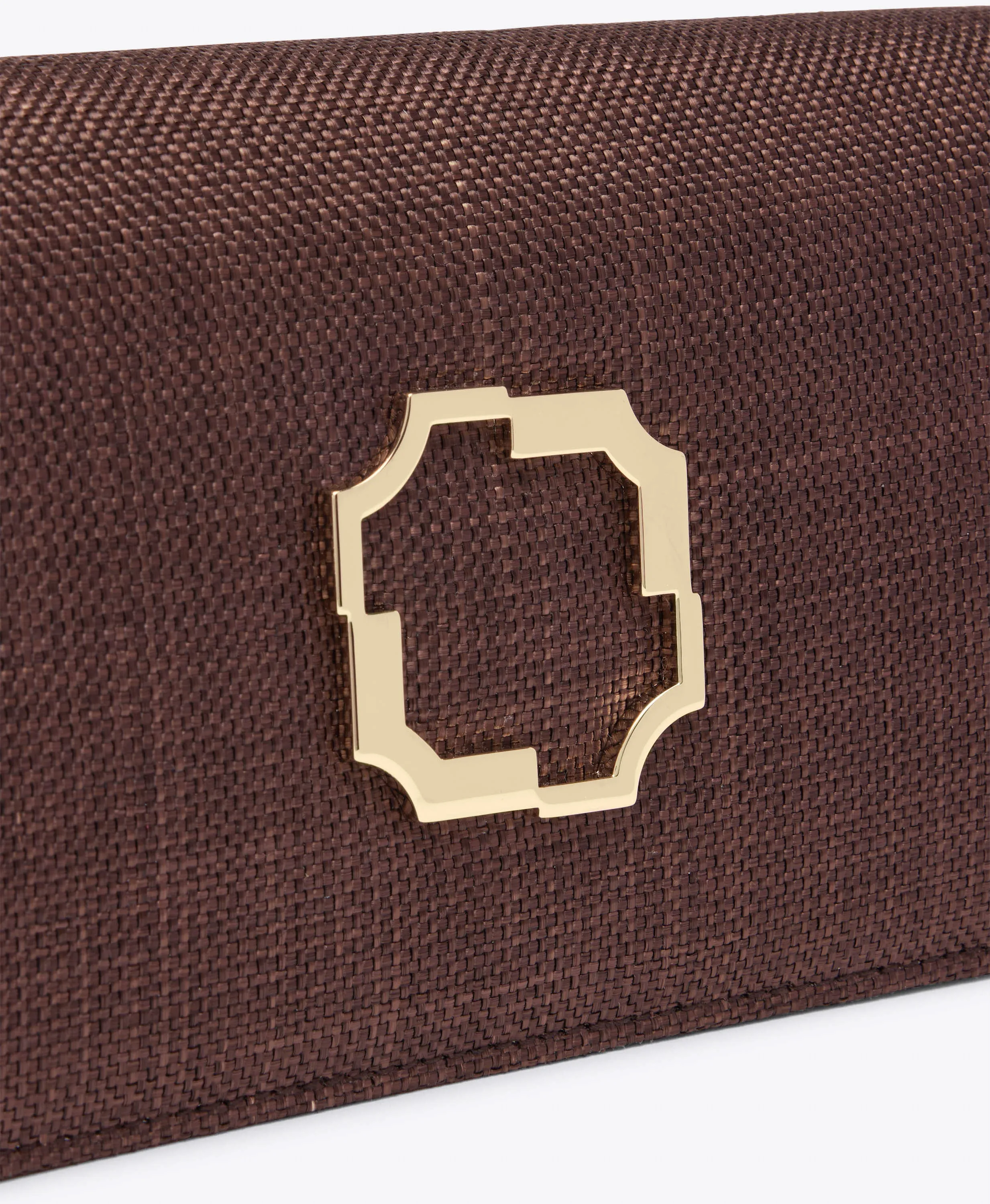 Vivien Dark Brown Raffia Clutch Bag