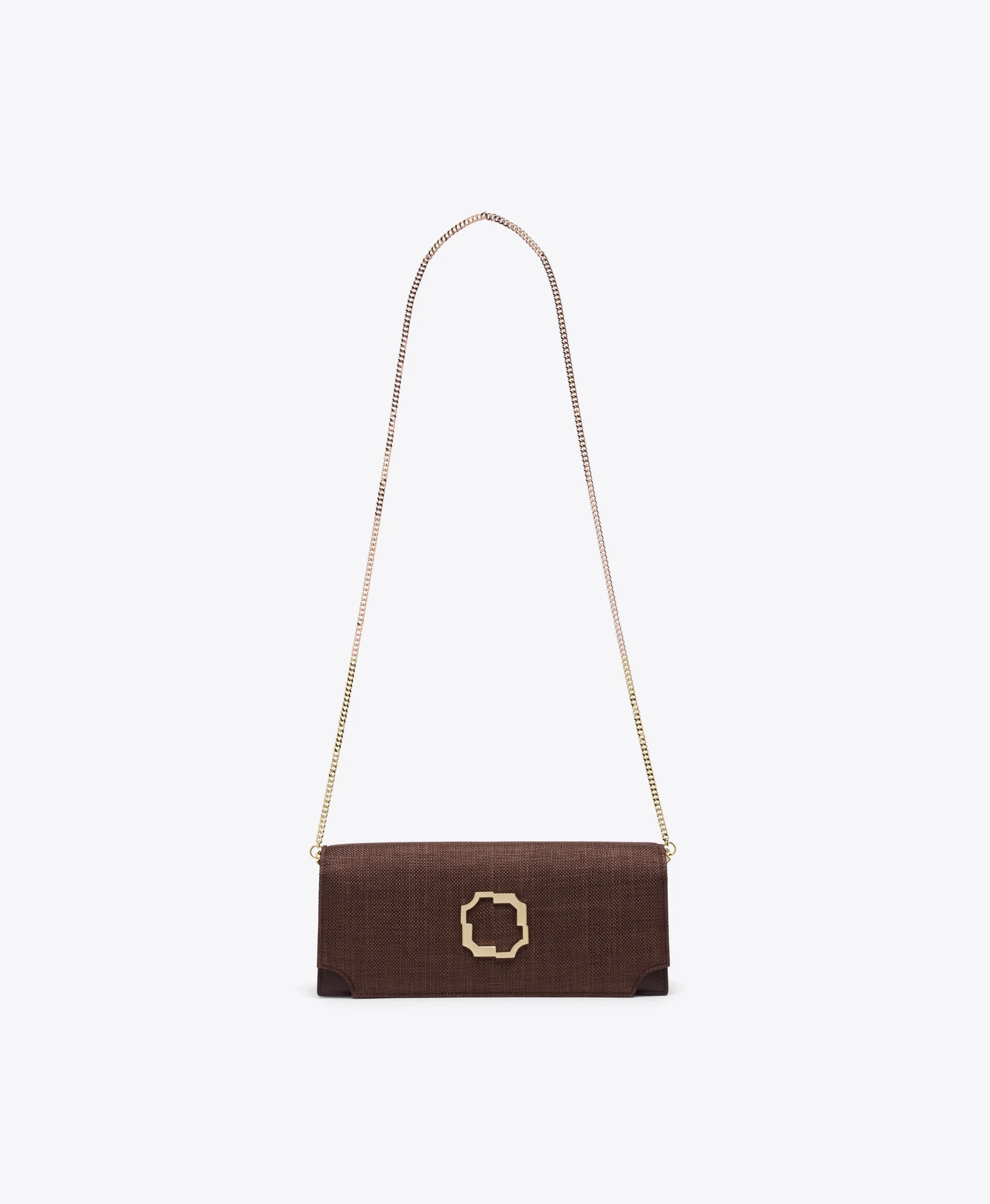 Vivien Dark Brown Raffia Clutch Bag