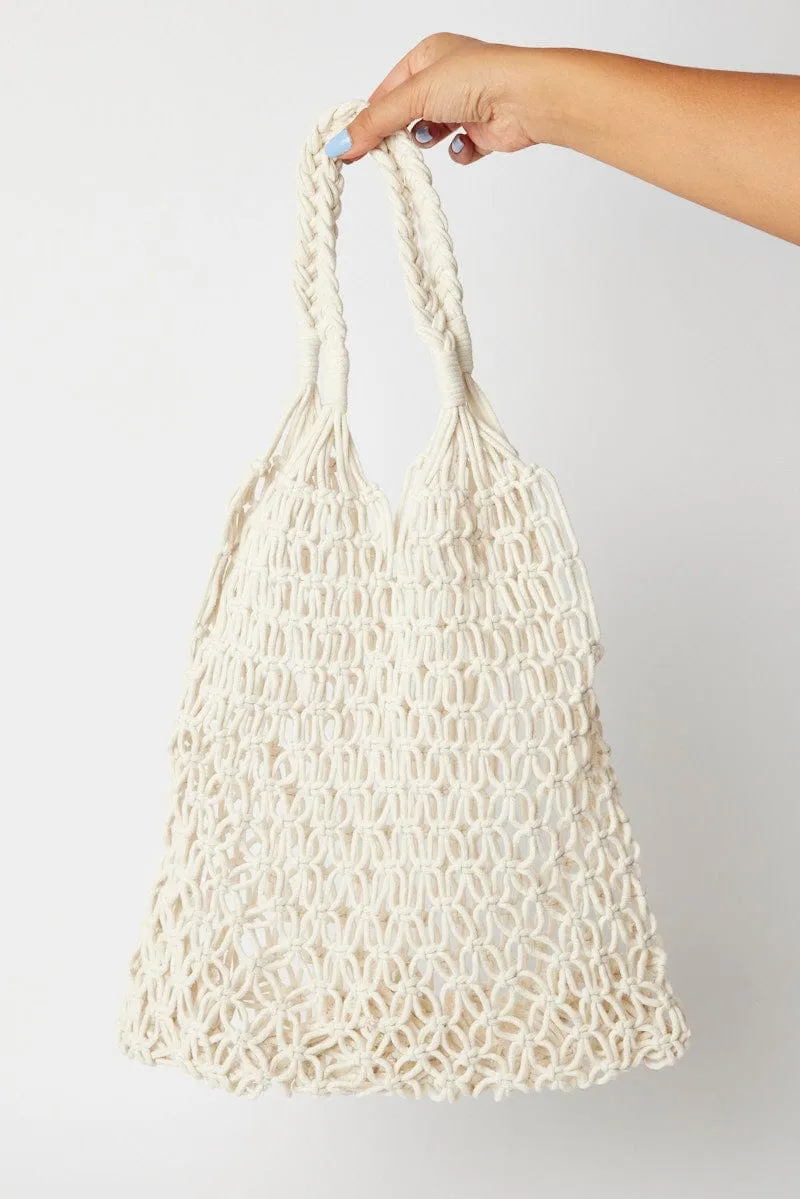 White Crochet Shopper Bag
