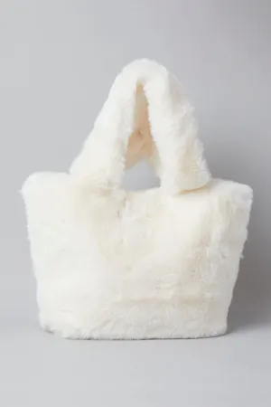 White Faux Fur Tote Bag